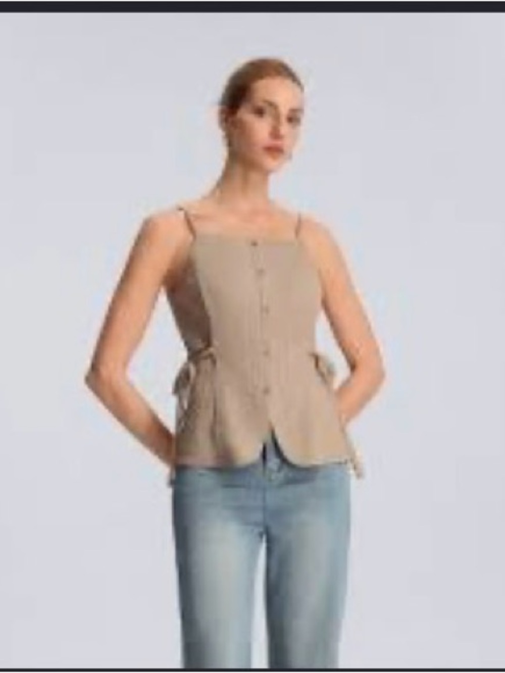 A New Day women's lace-up side-tie top in wheat
